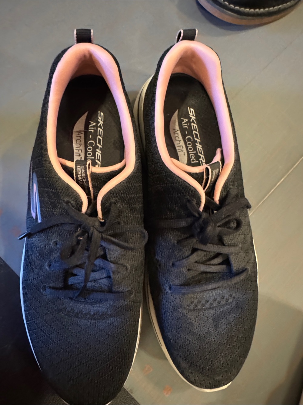 Skechers Black Knit Slip-On Sneakers with Pink Lining